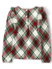 Girls Matching Family Plaid Flutter Top - Family Celebrations