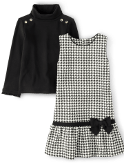 Girls Turtleneck And Houndstooth Jumper 2-Piece Set - London Calling
