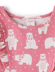 Girls Polar Bear Babydoll Dress - Bear Hugs