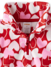 Girls Heart Fleece Half Zip - Valentine Cutie