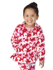 Girls Heart Fleece Half Zip - Valentine Cutie