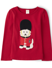 Girls Embroidered Dog Top - London Calling