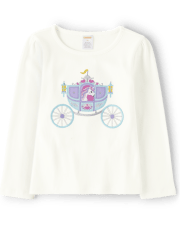 Girls Embroidered Princess Carriage Top - Unicorn Princess