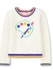 Girls Embroidered Paint Sweater And Paint Splatter Skort Set - Future Artist