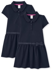Girls Polo Dress with Stain Resistance 2-Pack - Uniform