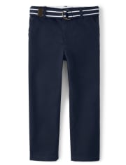 Boys Belted Chino Pants with Stain and Wrinkle Resistance 2-Pack - Uniform
