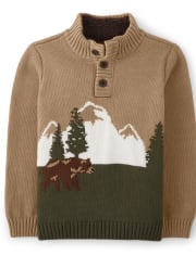 Boys Embroidered Mountain Sweater And Pull On Jeans Set - S'more Fun
