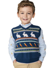 Boys Intarsia Bunny Sweater Vest - Spring Celebrations