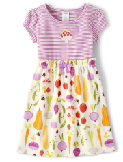 Girls Striped Vegetable Dress - Little Sprout