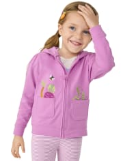 Girls Embroidered Vegetable Zip Up Hoodie - Little Sprout