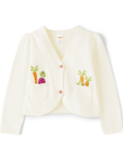 Girls Embroidered Vegetable Cardigan - Little Sprout