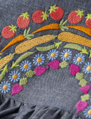 Girls Embroidered Vegetable Skirtall - Little Sprout