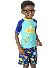 Boys Embroidered Submarine Rashguard - Splish-Splash