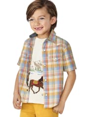 Boys Matching Family Plaid Snap Front Shirt - Country Trail