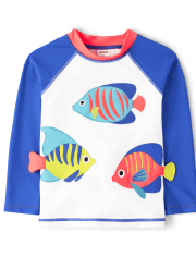 Boys Embroidered Fish Rashguard - Splish-Splash