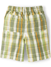 Boys Plaid Pull On Shorts - Little Sprout