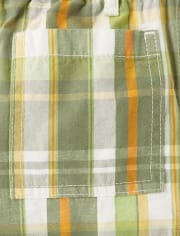 Boys Plaid Pull On Shorts - Little Sprout
