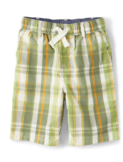 Boys Plaid Pull On Shorts - Little Sprout