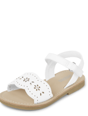Girls Perforated Floral Sandals