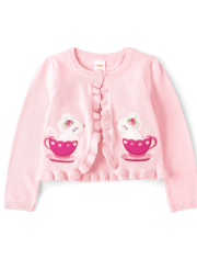 Girls Embroidered Teacup Cardigan - Time for Tea