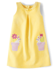 Girls Applique Bunny Ponte Shift Dress - Spring Celebrations