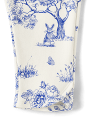 Girls Bunny Capri Leggings - Blue Belle
