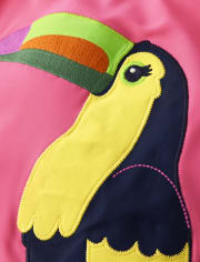 Girls Embroidered Toucan One Piece Swimsuit - Aloha