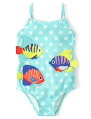 Maillot de bain une pièce Fille Dot brodé poisson - Splish-Splash