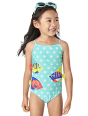 Maillot de bain une pièce Fille Dot brodé poisson - Splish-Splash