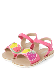 Girls Applique Fruit Sandals - Festive Fruit