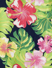 Womens Matching Family Tropical Linen Flutter Dress - Aloha