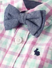 Baby Boys Dad And Me Plaid Button Up Bodysuit And Chino Shorts Set - Time for Tea