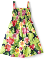 Girls Tropical Ruffle Dress - Aloha
