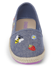 Alpargatas planas con icono bordado para niñas - Little Sprout