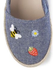 Alpargatas planas con icono bordado para niñas - Little Sprout