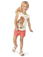 Girls Floral Paperbag Waist Shorts - Country Trail