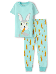 Boys Bunny Cotton 2-Piece Pajamas - Gymmies