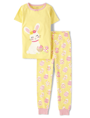 Girls Bunny Cotton 2-Piece Pajamas - Gymmies