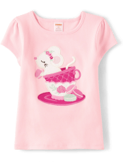 Girls Embroidered Teacup Top - Time for Tea
