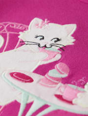 Girls Embroidered Cat Top - Time for Tea