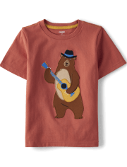 Boys Embroidered Bear Top - Country Trail