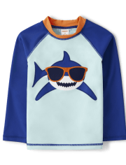 Boys Embroidered Shark Rashguard - Splish-Splash