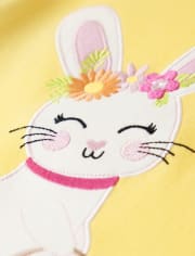 Top de conejita bordado para niñas - Celebraciones de primavera