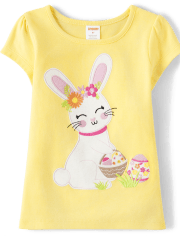 Top de conejita bordado para niñas - Celebraciones de primavera