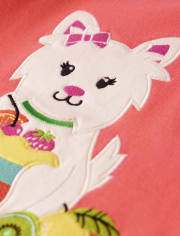 Girls Embroidered Dog Flutter Top - Festive Fruit