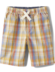 Boys Plaid Pull On Shorts - Country Trail