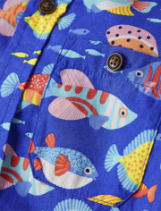 Boys Fish Button Up Shirt - Splish-Splash