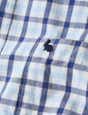 Mens Dad And Me Plaid Button Down Shirt - Blue Belle Collection
