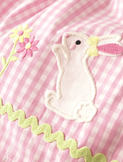 Baby Girls Gingham Embroidered Bunny Dress - Spring Celebrations