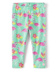 Girls Flamingo Capri Leggings - Tropical Paradise